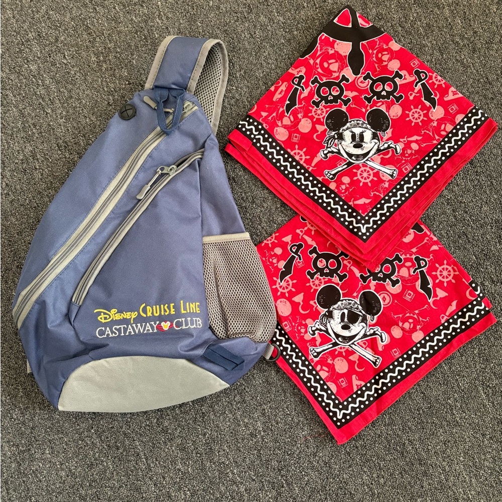 Disney Blue and Red Bag and Bandana Set